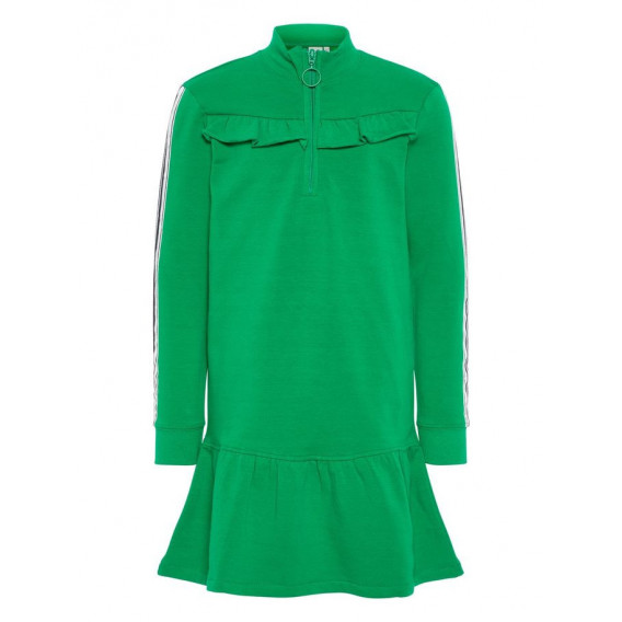 Μακρυμάνικο φόρεμα με φερμουάρ, σε πράσινο χρώμα Name it 4092 