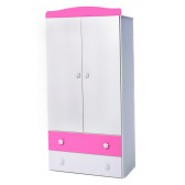 Δίφυλλη ντουλάπα, σε λευκό / ροζ Dizain Baby 40952 