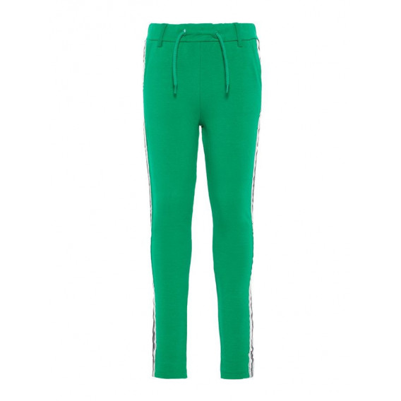 Πράσινο παντελόνι για κορίτσια με κάθετη λωρίδα στο πλάι Name it 4098 
