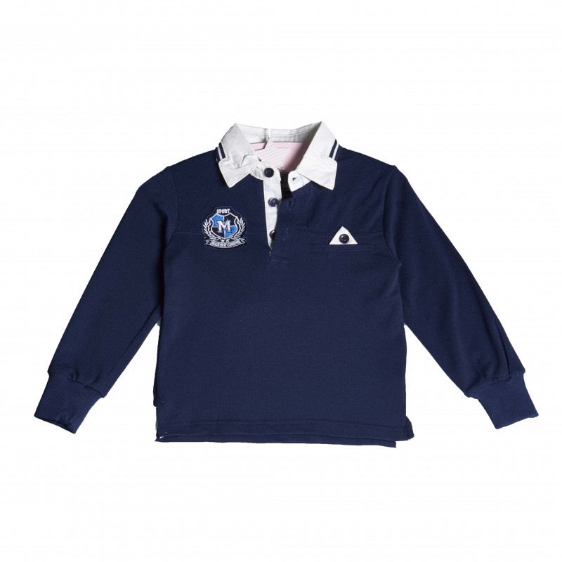 Μακρυμάνικη μπλούζα για αγόρι, με ραμμένο έμβλημα, σε σκούρο μπλε χρώμα  4144