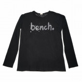 Μακρυμάνικη μπλούζα σε μαύρο χρώμα με όνομα μάρκας για κορίτσι BENCH 42412 