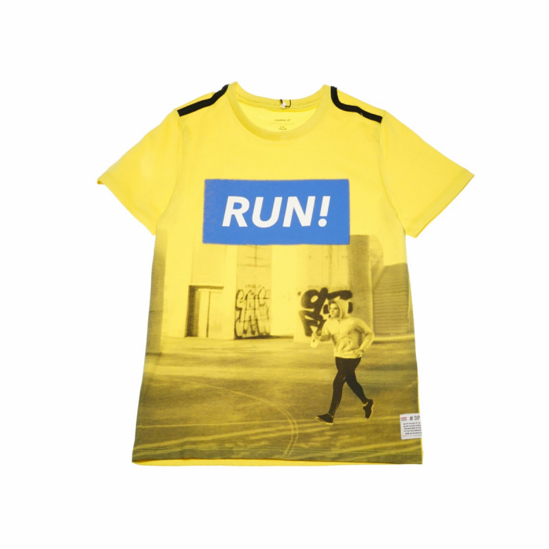 Κοντομάνικο Μπλουζάκι με οργανικό βαμβακερό τύπωμα για αγόρι, κίτρινο  42416