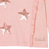 Μακρυμάνικη μπλούζα για κορίτσια με λαμπερές πούλιες και διακοσμητικά στοιχεία Boboli 444 4