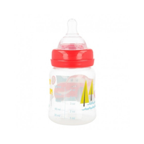 Μπουκάλι τροφοδοσίας πολυπροπυλενίου, με πιπίλα 2 σταγόνες, 0+ μήνες, 240 ml, χρώμα: κόκκινο Cars 45607 4