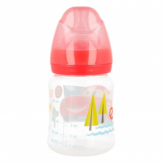 Μπουκάλι τροφοδοσίας πολυπροπυλενίου με εικόνα, με πιπίλα 2 σταγόνες, 0+ μήνες, 150 ml, χρώμα: κόκκινο Cars 45837 3