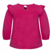 Ροζ βαμβακερή μακρυμάνικη μπλούζα με φουντωτούς ώμους για κορίτσι Canada House Canada House 46080 2