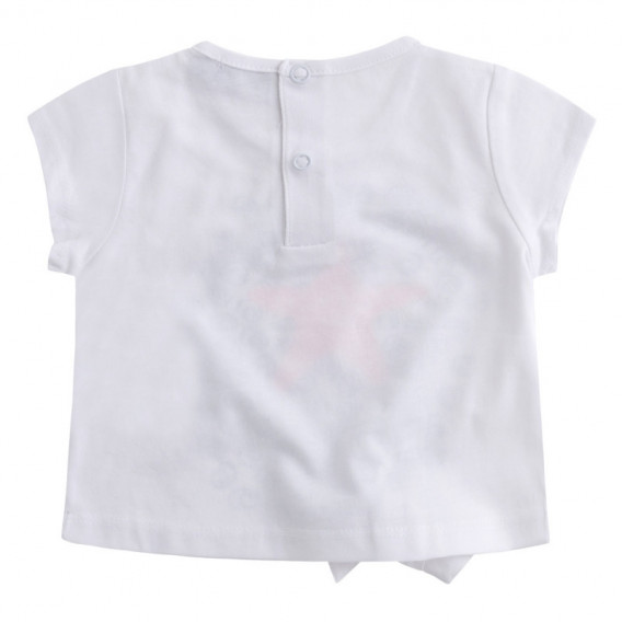 Βαμβακερή λευκή μπλούζα με κοντά μανίκια και σχέδιο για κορίτσι Canada House 46106 2