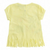 Κίτρινο βαμβακερό μπλουζάκι με κρόσια στο κάτω μέρος για κορίτσι Canada House 46115 2