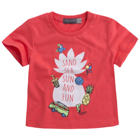 Κλασική βαμβακερή μπλούζα με χαρούμενο έγχρωμο σχέδιο για κορίτσι Canada House 46160 