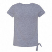 Βαμβακερή μπλούζα σε γκρι χρώμα με κόμπο για κορίτσι Canada House 46166 2