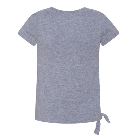 Βαμβακερή μπλούζα σε γκρι χρώμα με κόμπο για κορίτσι Canada House 46166 2