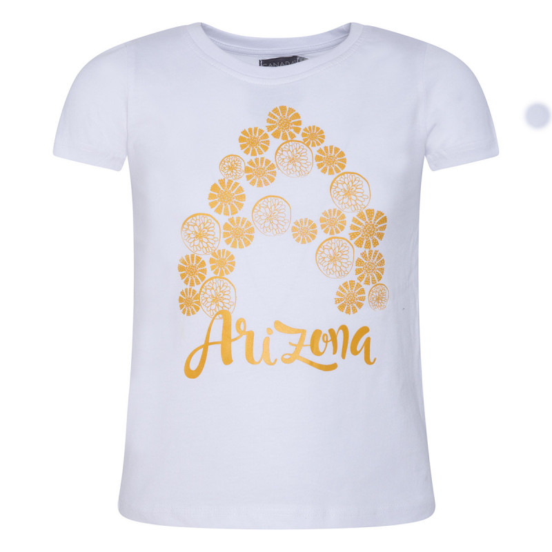 Κοντομάνικο βαμβακερό μπλουζάκι με την επιγραφή ARIZONA για κορίτσι  46183