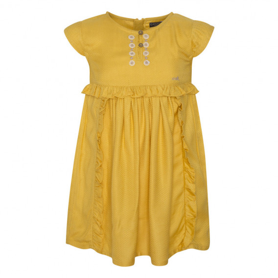 Κίτρινο κοντομάνικο φόρεμα με φερμουάρ για κορίτσι Canada House 46185 