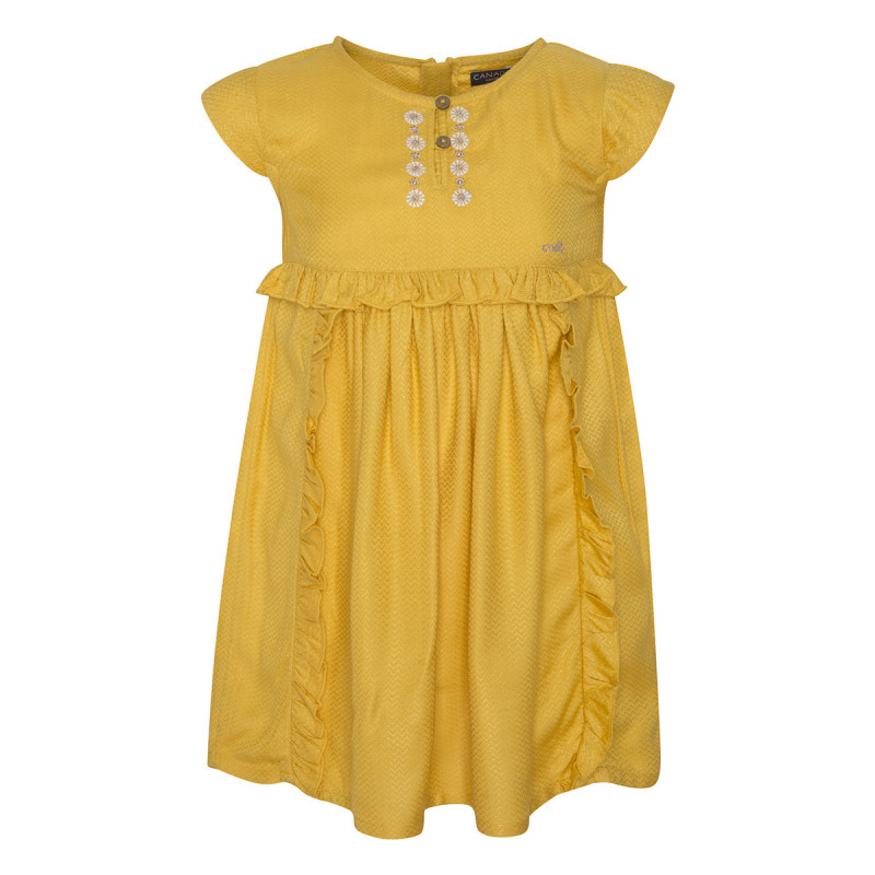 Κίτρινο κοντομάνικο φόρεμα με φερμουάρ για κορίτσι  46185