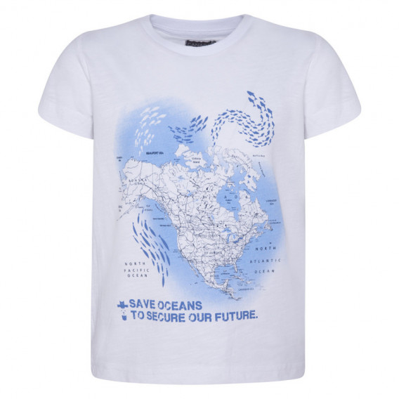 Βαμβακερή μπλούζα με κοντό μανίκι Canada House με στάμπα Βόρεια Αμερική για αγόρι. Canada House 46290 