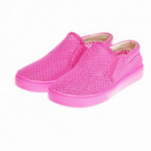 Ροζ πάνινα παπούτσια με δερμάτινη σόλα για κορίτσι Akid 49132 