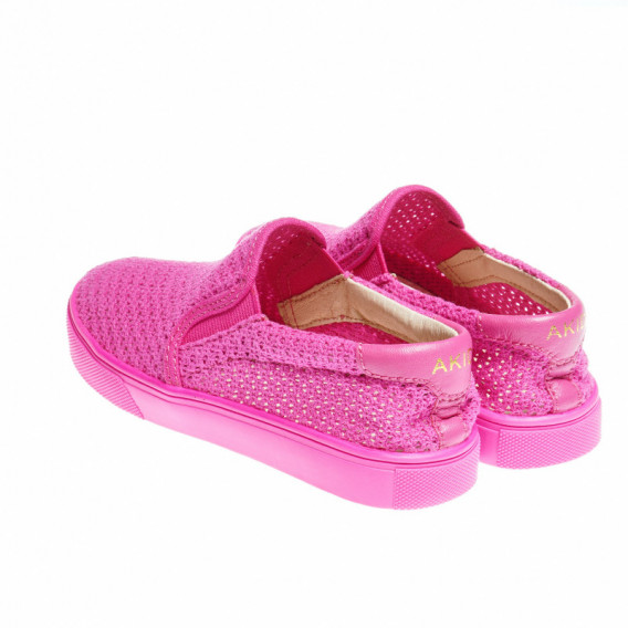 Ροζ πάνινα παπούτσια με δερμάτινη σόλα για κορίτσι Akid 49133 2
