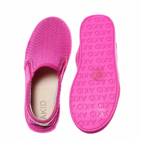 Ροζ πάνινα παπούτσια με δερμάτινη σόλα για κορίτσι Akid 49134 3
