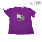 Βρεφικό, βαμβακερό κοντομάνικο μπλουζάκι, σε μωβ χρώμα με τυπωμένο σχέδιο, για κορίτσι Armani 50622 