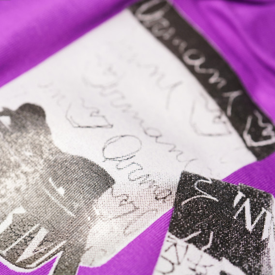 Βρεφικό, βαμβακερό κοντομάνικο μπλουζάκι, σε μωβ χρώμα με τυπωμένο σχέδιο, για κορίτσι Armani 50624 3
