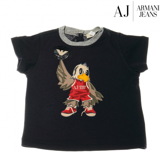 Βρεφική, κοντομάνικη, βαμβακερή μπλούζα, σε μαύρο χρώμα με στάμπα, για κορίτσι Armani 50656 