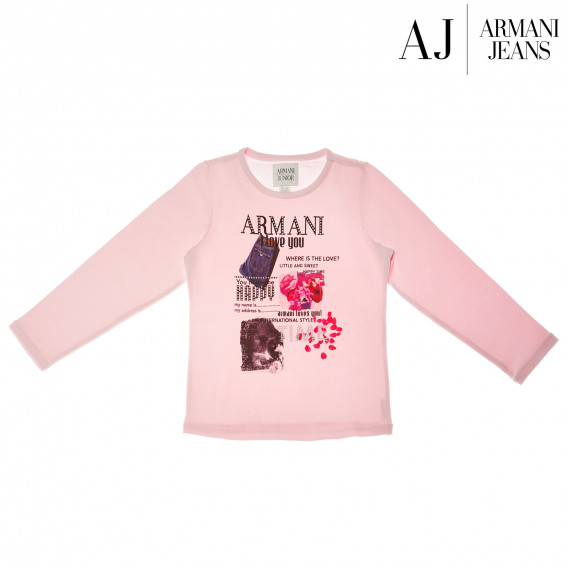 Βαμβακερή μπλούζα Armani, σε ροζ χρώμα, για κορίτσι Armani 50680 