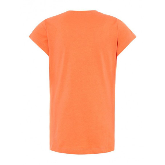 Βαμβακερό t-shirt σε πορτοκαλί χρώμα με επιγραφή ICE CREAM, για κορίτσι Name it 50755 2