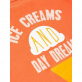 Βαμβακερό t-shirt σε πορτοκαλί χρώμα με επιγραφή ICE CREAM, για κορίτσι Name it 50756 3