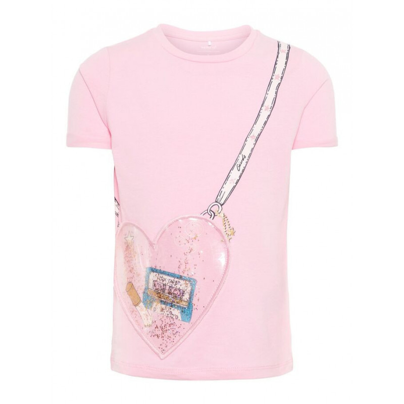 T-shirt από οργανικό βαμβάκι, σε ανοιχτό ροζ χρώμα, για ένα κορίτσι  50910