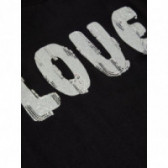 Μαύρο t-shirt από οργανικό βαμβάκι, με λευκή στάμπα LOVE, για κορίτσι Name it 50918 3