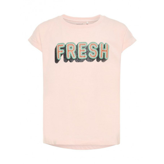 T-shirt από οργανικό βαμβάκι με στάμπα FRESH, για κορίτσι Name it 50970 