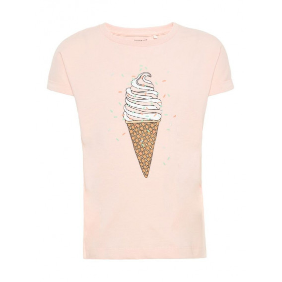 T-shirt από οργανικό βαμβάκι, με σχέδιο παγωτατζίδικο, για κορίτσι Name it 51001 