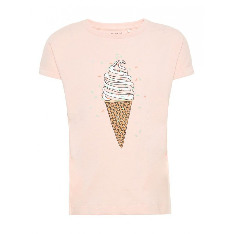T-shirt από οργανικό βαμβάκι, με σχέδιο παγωτατζίδικο, για κορίτσι  51001