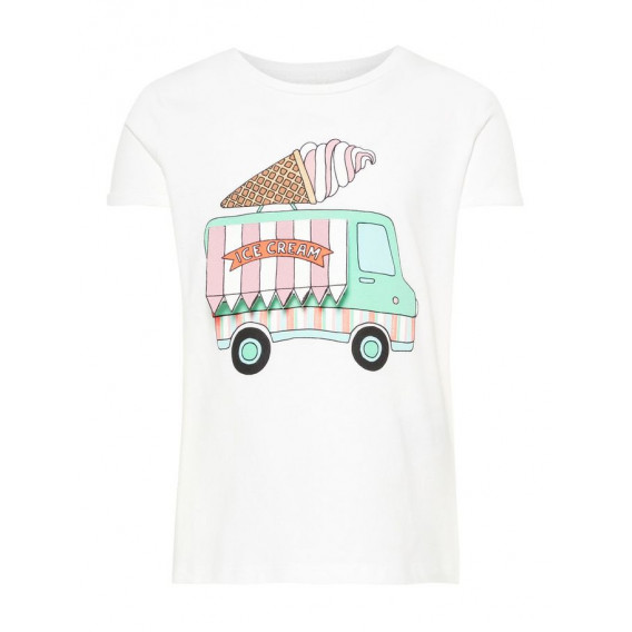 T-shirt από οργανικό βαμβάκι με απλικέ σχέδιο παγωτατζίδικο, για κορίτσι Name it 51004 