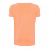 Πορτοκαλί βαμβακερή μπλούζα με κοντό μανίκι και κόμπο για κορίτσι Name it 54210 2