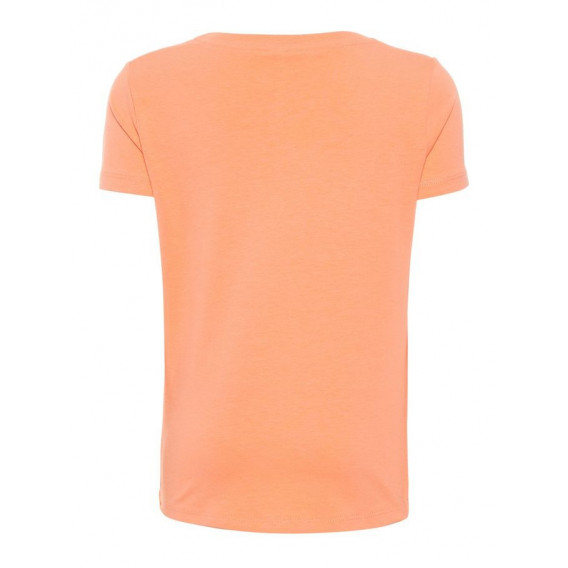 Πορτοκαλί βαμβακερή μπλούζα με κοντό μανίκι και κόμπο για κορίτσι Name it 54210 2