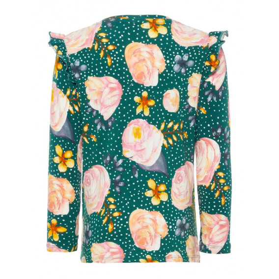 Μακρυμάνικη βαμβακερή μπλούζα με φλοράλ μοτίβο για κορίτσια Name it 54257 2