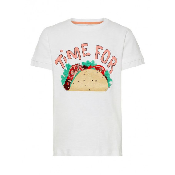 Βαμβακερή μπλούζα με κοντά μανίκια και έγχρωμη στάμπα tacos για αγόρι Name it 54283 
