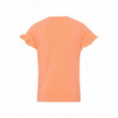 Κοντομάνικη βαμβακερή μπλούζα κοραλλί, με ρόδι για κοπέλα Name it 54322 2