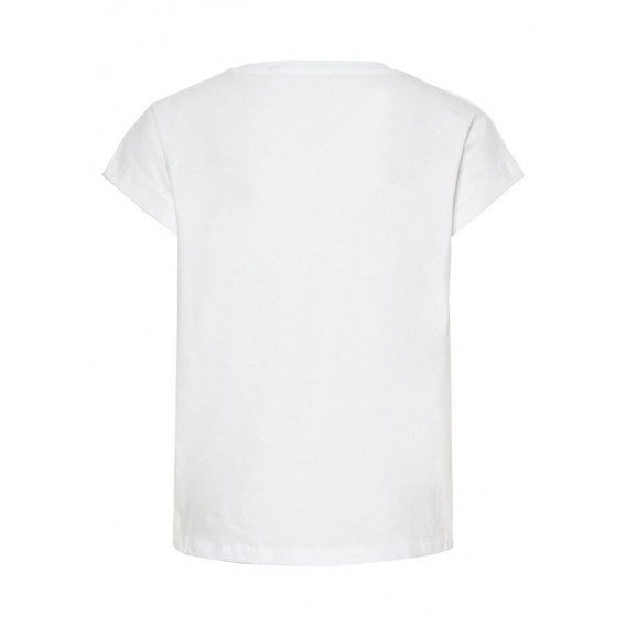 Βαμβακερή λευκή μπλούζα ΠΡΩΤΕΥΟΥΣΕΣ με κοντά μανίκια για κορίτσι Name it 54325 2