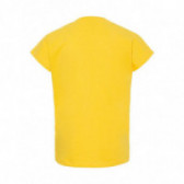 Κίτρινη βαμβακερή μπλούζα με κοντό μανίκι και ροζ γράμματα για κορίτσι Name it 54328 2