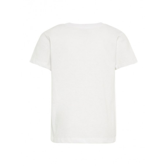 Λευκή βαμβακερή μπλούζα με κοντό μανίκι και απλικέ για αγόρι Name it 54360 2