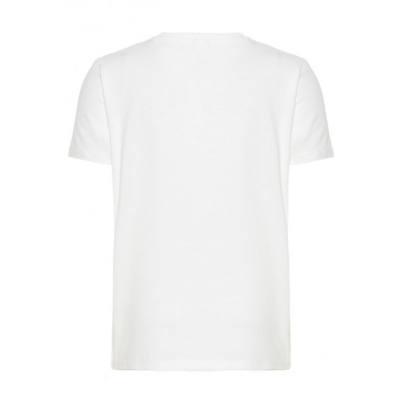 Λευκή βαμβακερή μπλούζα με κοντά μανίκια και στάμπα για αγόρι Name it 54369 2