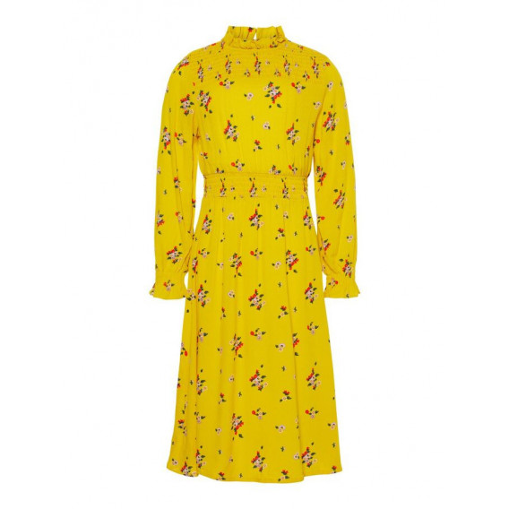 Βαμβακερό φόρεμα σε κίτρινο χρώμα, με φλοράλ σχέδια, για κορίτσι Name it 54423 