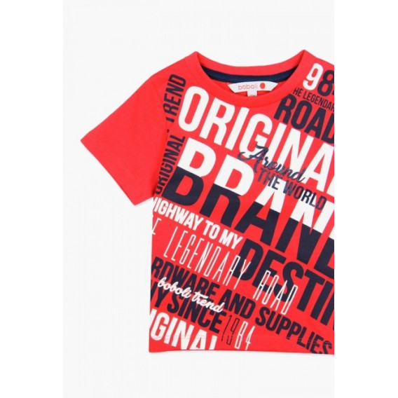 Παιδικό, βαμβακερό  T-shirt με μοντέρνες επιγραφές Boboli 58608 2