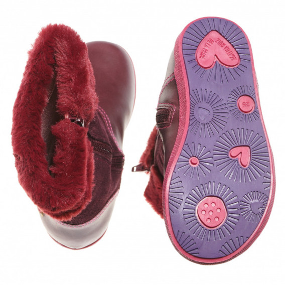Κόκκινες μπότες για ένα κορίτσι με φερμουάρ από φυσικό σουέτ και γνήσιο δέρμα με καρδιές Agatha ruiz de la prada 60947 3