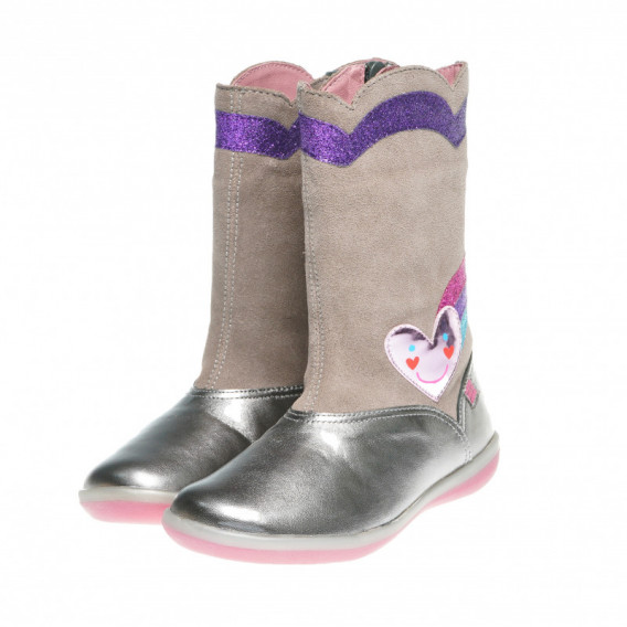Δερμάτινες ψηλές μπότες από καστόρι για κορίτσι στο κάτω μέρος και με καρδιά για διακόσμηση Agatha ruiz de la prada 60972 
