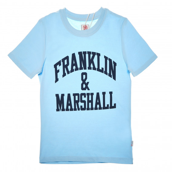 Βαμβακερό, γαλάζιο t-shirt, με λογότυπο, για αγόρι Franklin & Marshall 61885 