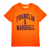 Βαμβακερό t-shirt σε πορτοκαλί χρώμα, με λογότυπο, για αγόρι Franklin & Marshall 61893 