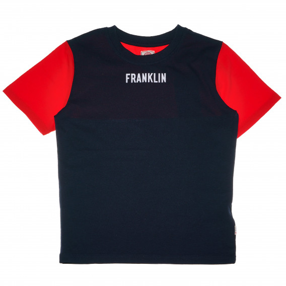 Βαμβακερό t-shirt για ένα αγόρι, σε μπλε και κόκκινο χρώμα Franklin & Marshall 61906 